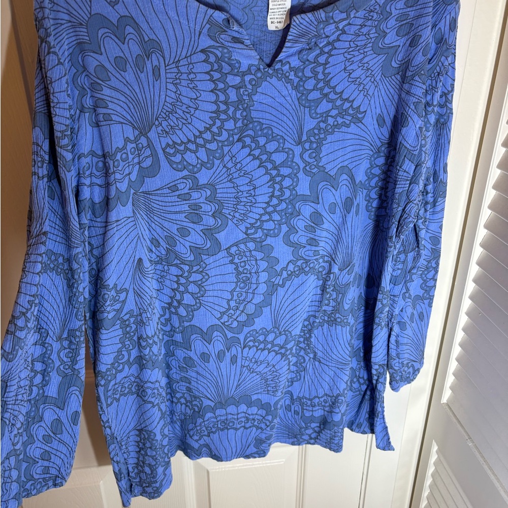 Blue Patterned Women's Top